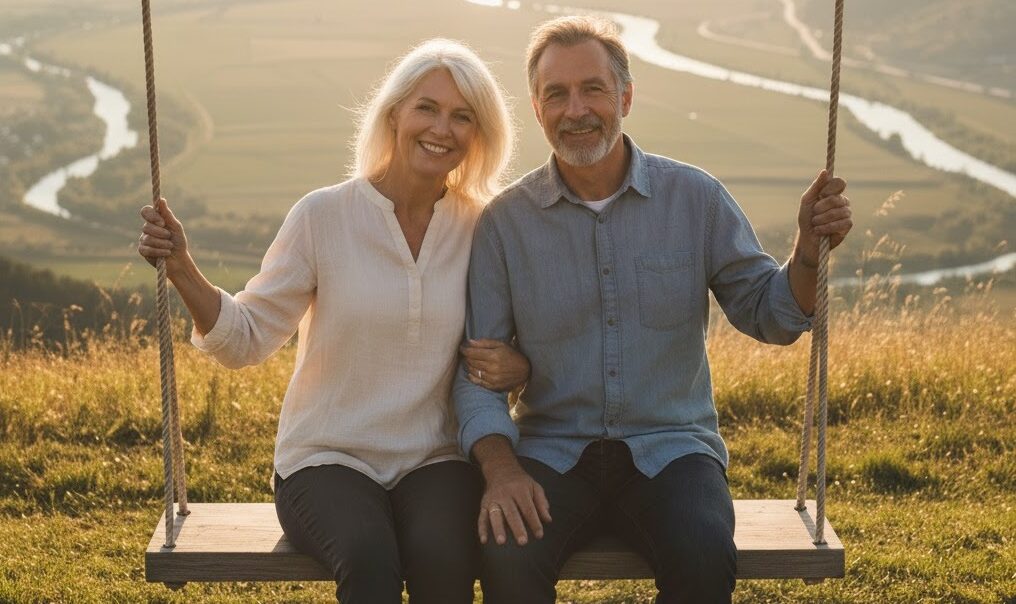 Ehepaar, das auf einer Schaukel sitzt